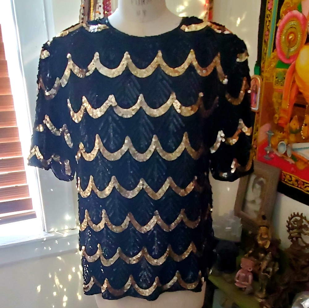 Hastings & Smith vintage sequin silk top